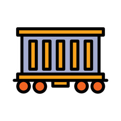 Car Cart Train Filled Outline Icon