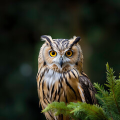 an owl standing on a branch