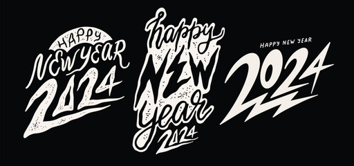 Happy New Year 2024. Isolated vector illustration. Celebration party. - 700184127