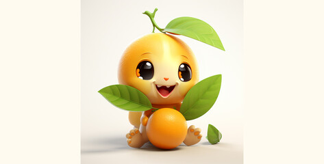 funny orange cartoon, orange cartoon character, happy cartoon 3d render on render best quality