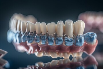 3D illustration of misaligned teeth requiring orthodontics and oral health, viewed from the side. Generative AI
