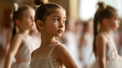 Fototapeta premium Young Girl Practicing Ballet in Class