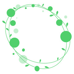 丸でできた葉っぱつきの緑のフレーム