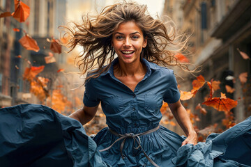 woman running in a hurry