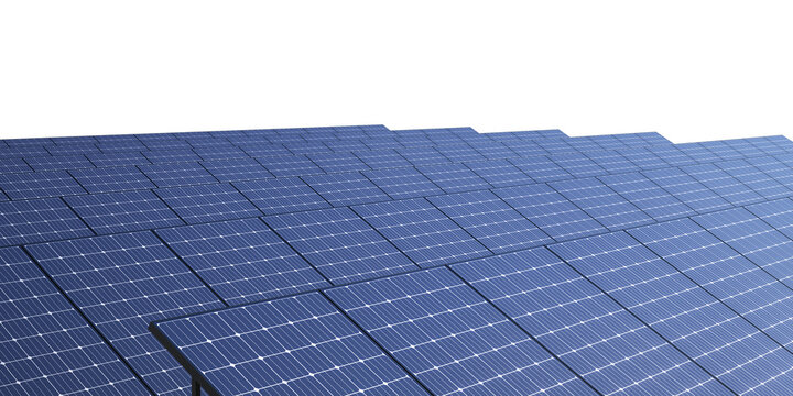 Solar Panel Farm isolated on white. 3D illustration