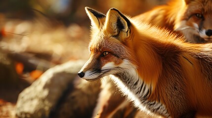 Fototapeta premium a fox looking towards the camera