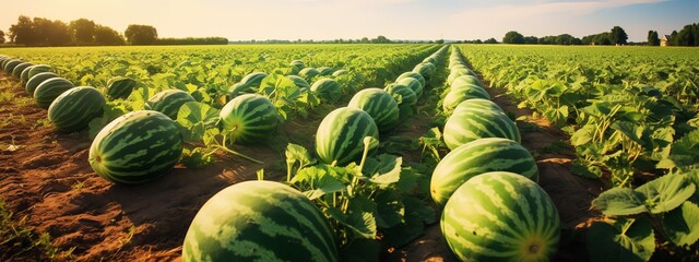 watermelons in a field - Powered by Adobe
