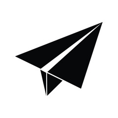 Paper plane black color isolated on white background. 