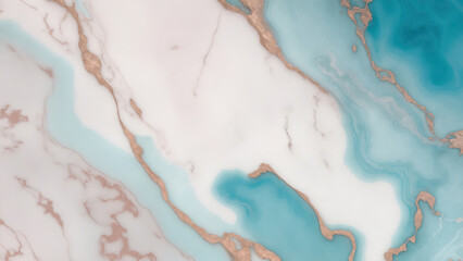 Cyan and Rose Gold Marble Stone Background