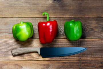 Fresh pepper on a wooden rustic board