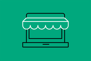 online shopping illustration in flat style design. Vector illustration.	