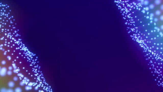 Vertical video, Glow blue pink purple red digital landscape with round shere waves and particles. Big data, block chain and digital technology concept. Business screensaver. 4k 60fps animation.