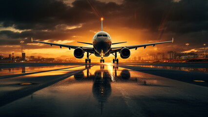 The landing gear of a plane is slowly lowered, preparing to land on the airport  - obrazy, fototapety, plakaty