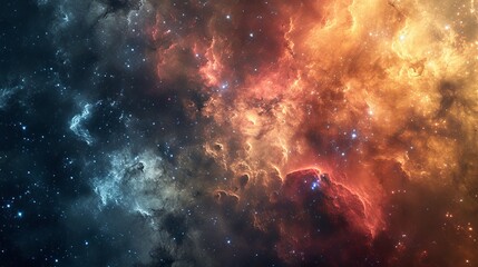 Vibrant Cosmic Clouds Texture - A Mesmerizing Mix of Bright and Dark Nebulae with Stars Sprinkled Throughout, Ideal for Backgrounds and Space-Themed Projects