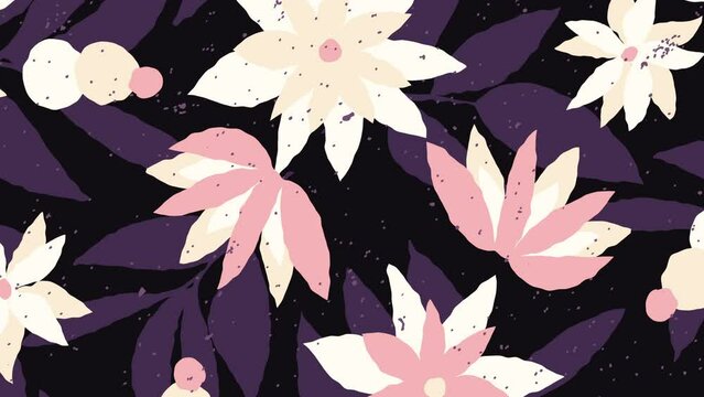 Stop motion animated floral texture background. Looping Animation in 4k. Quick changing.
