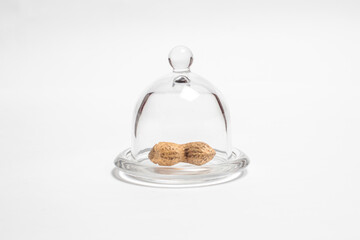 Peanuts on white background, peanuts for peanut butter and healthy eating