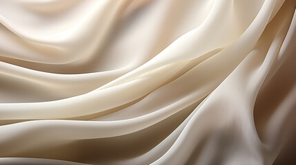 Fototapeta premium Close-up photo of a white cloth, featuring soft translucent fabric folds, flowing fabric, and silk flowing in the wind, creating a delicate and flowing composition.