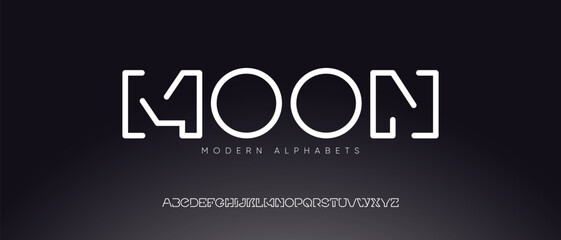 Typography minimal modern slim monogram fonts style. Vector illustration and tech line font. Abstract minimal modern alphabet font. - obrazy, fototapety, plakaty