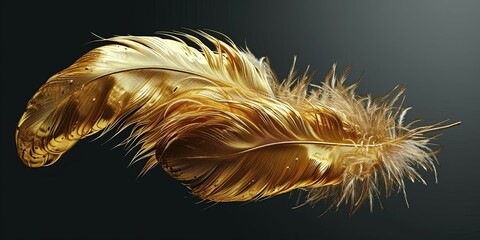Gold Feathers on black background