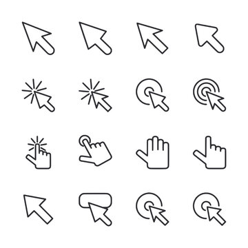 Set of Cursor icon for web app simple line design