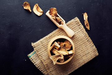 Natural wild food - dried porcini white mushrooms, antioxidant-rich food. Low ecological footprint,...