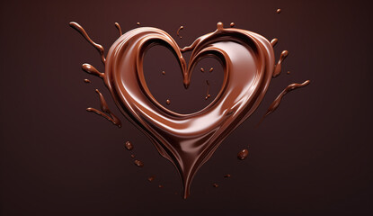 A heart shaped chocolate splash