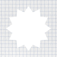 Crumpled blue checkered paper star frame kraft banner