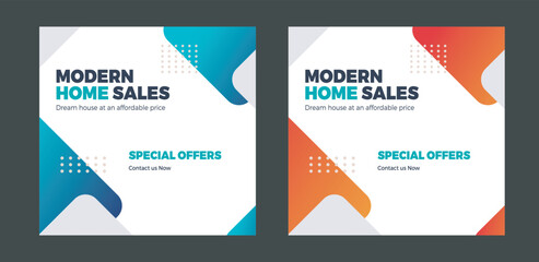 Sales post web banner with color variation background