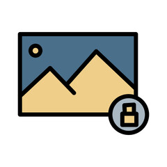 Image Lock Photo Filled Outline Icon