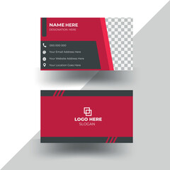 Creative modern clean professional black & red business card template design with corporate visiting card, name card,  elegant  business card design with mockup