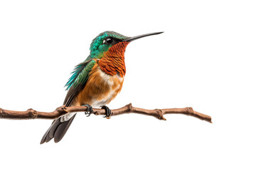 Fototapeta premium Close-up Image of a Beautiful, Colorful Hummingbird, Isolated on Transparent Background, PNG