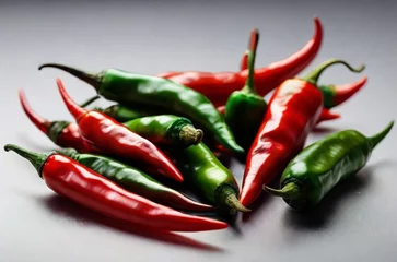 Fotobehang red and green chili peppers © tayyaba