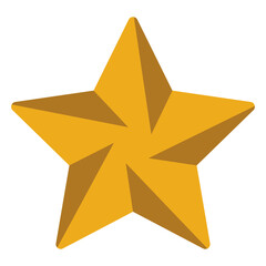 Realistic Gold star. Pentagonal star cartoon icon. 3d Golden star favorite flat icon for apps and websites, product rating, winner, ranking, favorite, best choice, review icons button.