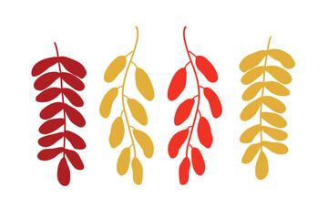 four stalks of dates in different styles. ramadan vector