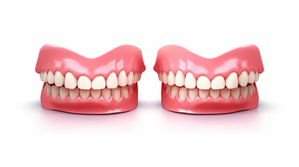 Dentures or false teeth realistic vector design of orthodontics and aesthetic dentistry medicine
