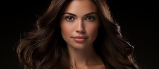 Fototapeta premium Portrait of a brunette girl with gorgeous fluffy hair