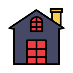 Fire House Rescue Filled Outline Icon