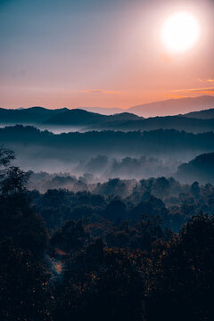 Sunrise over the Great Smoky Mountains in Tennessee. These Blue Ridge mountains are like no other!