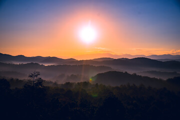 Sunrise over the Great Smoky Mountains in Tennessee. These Blue Ridge mountains are like no other!