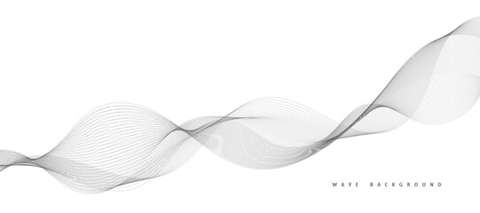 Abstract wave element for design. Digital frequency track equalizer. Stylized line art background. Vector illustration. Wave with lines created using the blend tool. Curved wavy line, smooth stripe.