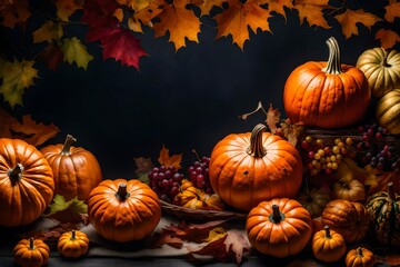 Naklejka na ściany i meble halloween pumpkin and pumpkins