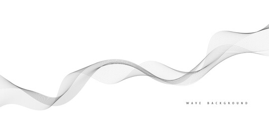Abstract wave element for design. Digital frequency track equalizer. Stylized line art background. Vector illustration. Wave with lines created using the blend tool. Curved wavy line, smooth stripe.
