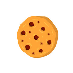 Cookie. Oatmeal pastry with chocolate. The element of home bakery. Sweet snack. Flat cartoon illustration