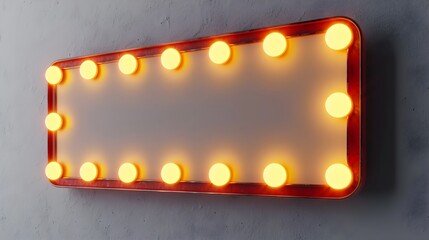 Lichter der Vergangenheit: Gelbe Neonlampen auf einer Retro-Tafel - obrazy, fototapety, plakaty