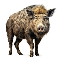 wild boar isolated on white background