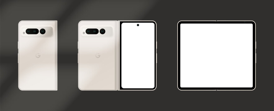 Smartphone Google Pixel 8 Pro layout. Smartphone Dual Google Pixel 8 Pro template icons. Dual Phone screen mockup set. White color. Isolated Dual Google Pixel 8 Pro display layout. Editorial vector