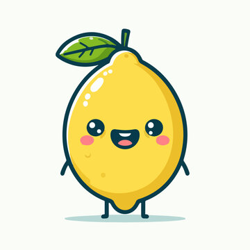 Vector lemon fruit with a cheerful face