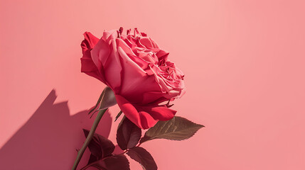 A love background with a red rose. Valentine's day romantic theme - obrazy, fototapety, plakaty