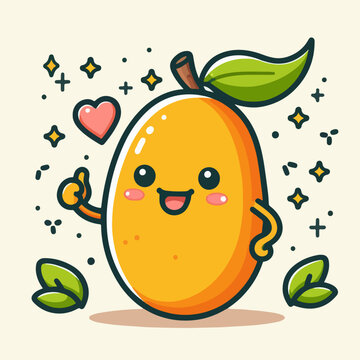vector of cute orange mango characters who are happy