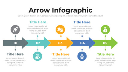 Arrow infographic presentation layout fully editable. - obrazy, fototapety, plakaty
